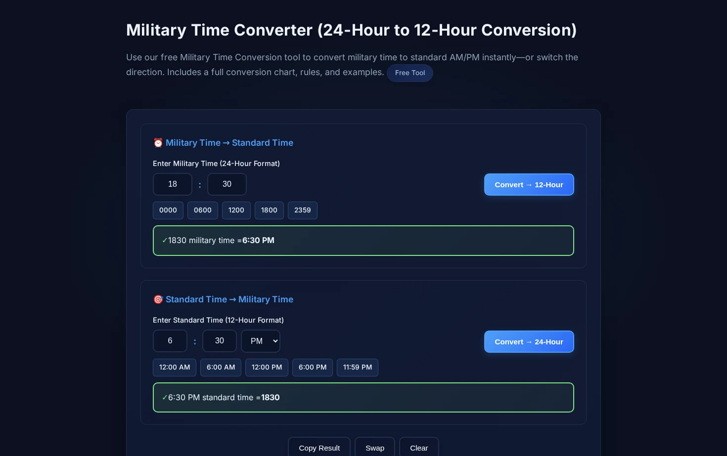 Military Time Converter 页面快照